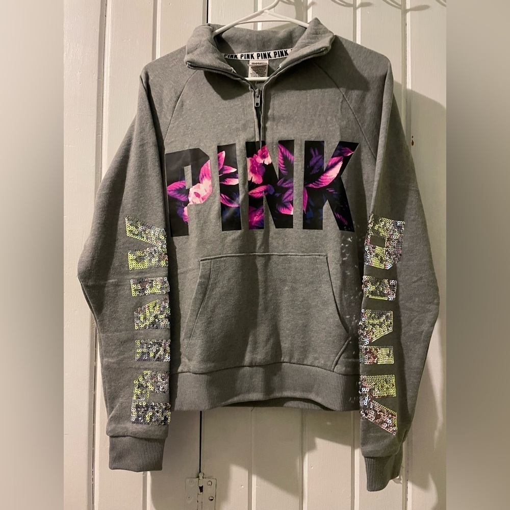 VS. PINK bling 1/4 zip sweatshirt-medium NWT